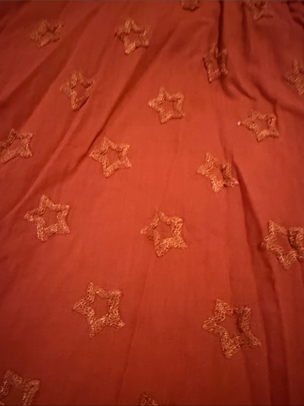 Jaded Gypsy Star Embroidered Button-Front Red/Dark Orange Button Front Top - Picture 2 of 3